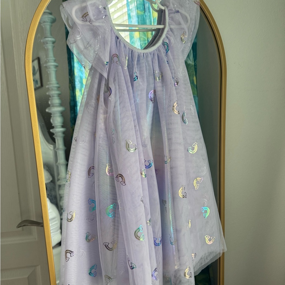 Nordstrom girls (sz 6) rainbow Iridescent Mesh dress